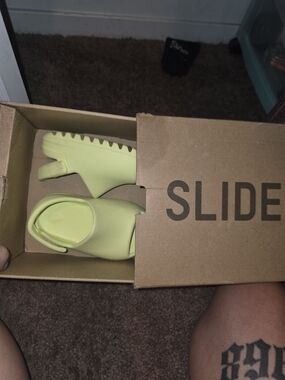 YEEZY adidas Kids Neon Lime Slide Sandals